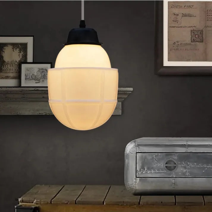 Vintage White Milk Glass Pendant Light