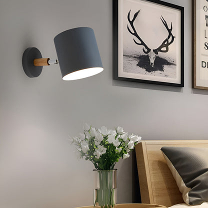 Adjustable Wall Lamp with Wood & Pastel Finish
