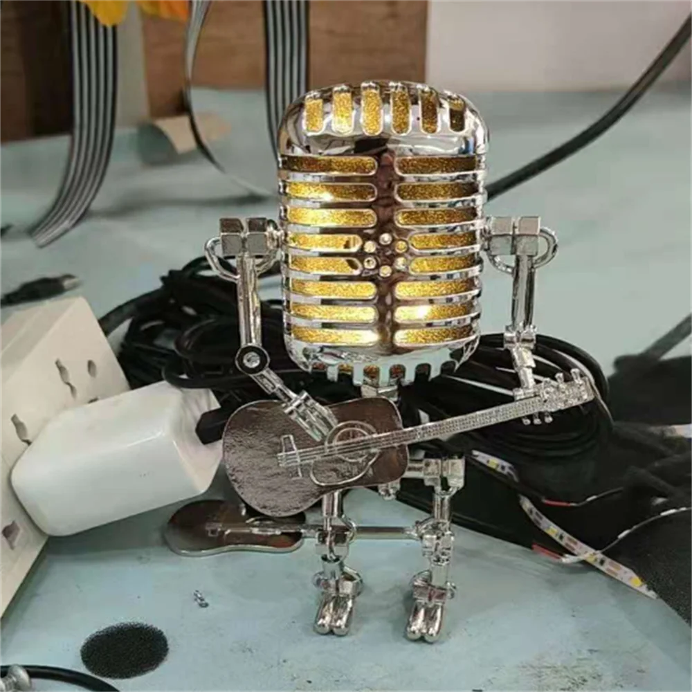 Robot Table Lamp with Guitar